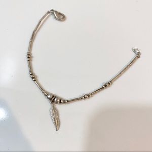 Silver feather beaded bracelet